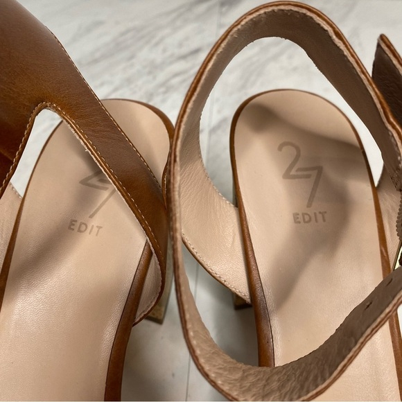 27 Edit Jaselle Brown Leather Heeled Sandal 9 1/2 M - Picture 12 of 14